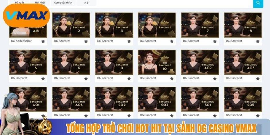 tổng hợp trò chơi hot hit tại sảnh DG casino vmax